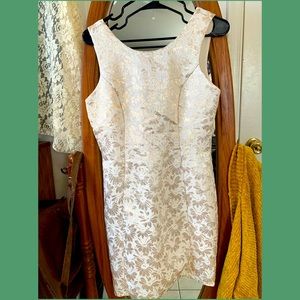 Gold and Cream Zip-up Bodycon Style Dress